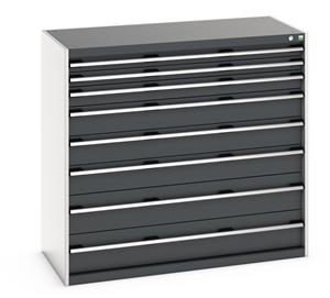 cubio drawer cabinet with 8 drawers. WxDxH: 1300x650x1200mm. RAL 7035/5010 or selected Bott New for 2022